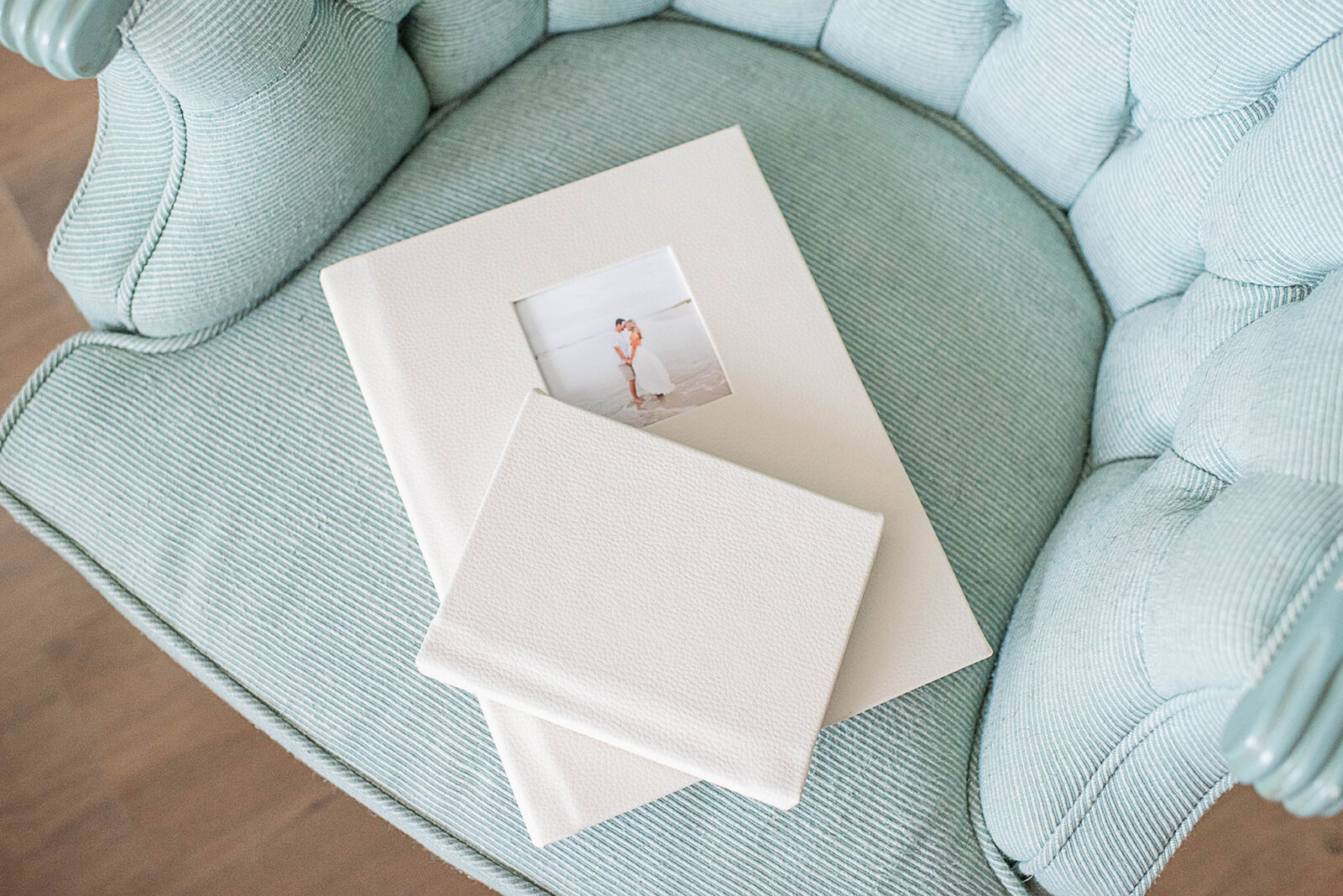 An heirloom album with maternity photos and customized cover options