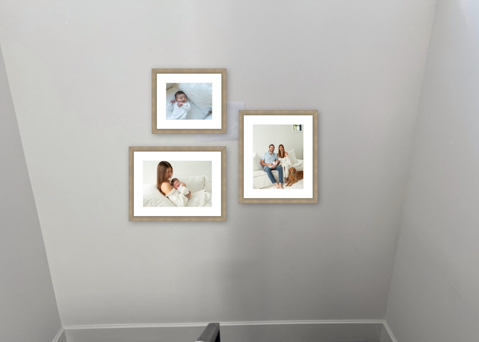 Mockup design of a newborn session framed wall gallery
