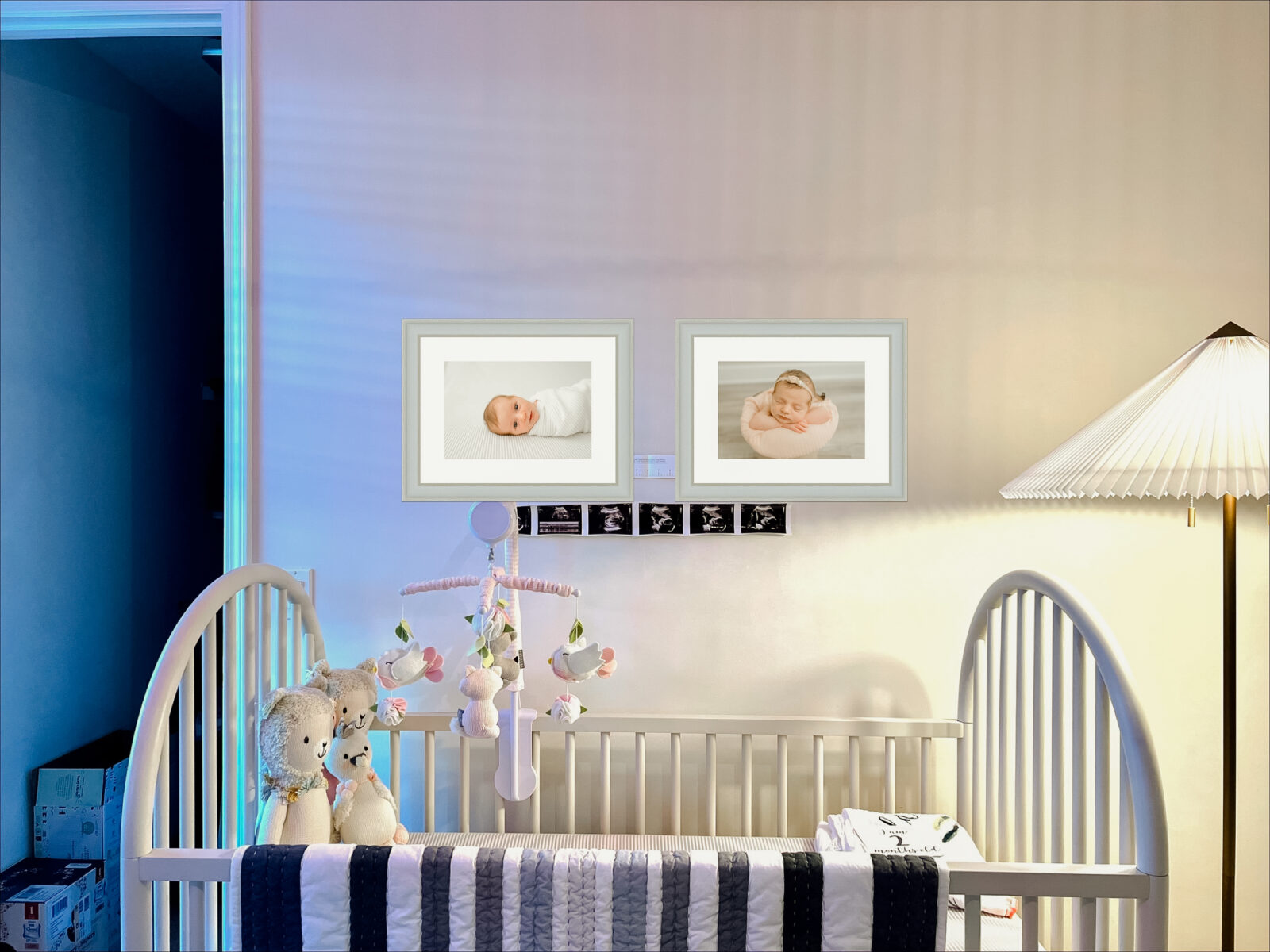 Custom artwork mockup design of a newborn framed wall gallery