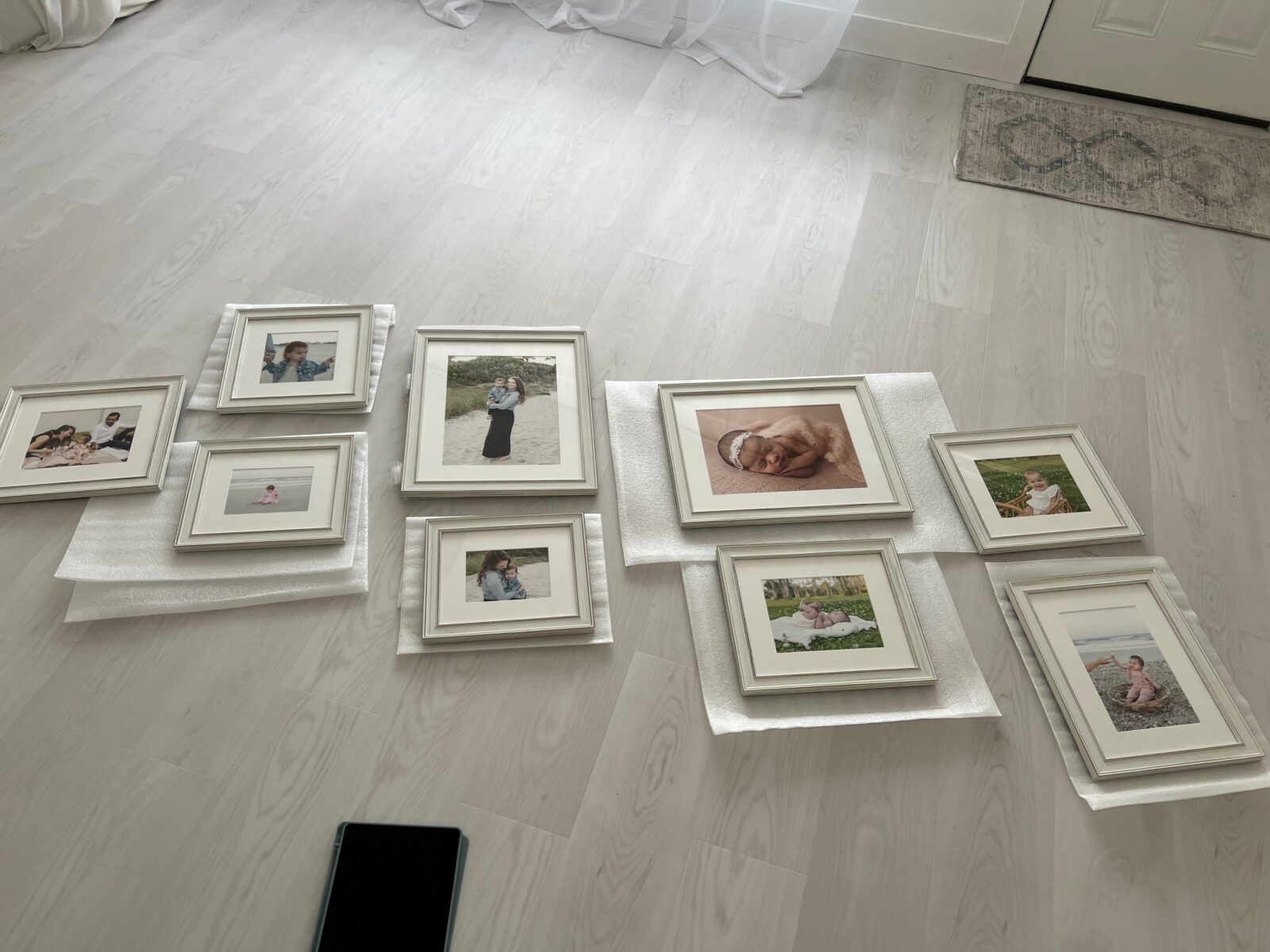 Custom artwork mockup design of a staircase framed wall gallery