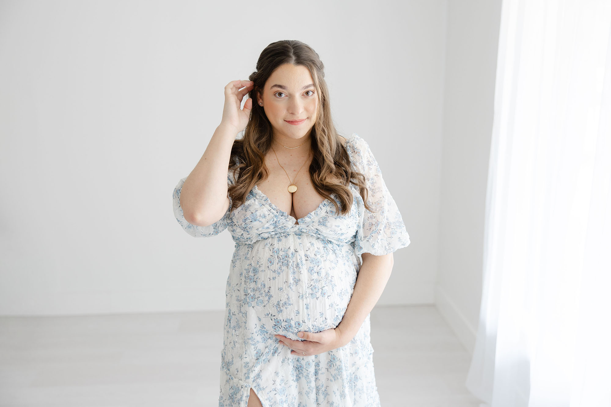 Professional hair and makeup for maternity photo session